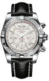 Breitling,Breitling - Chronomat 41 Steel Diamond Bezel - Croco Strap - Watch Brands Direct