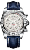 Breitling,Breitling - Chronomat 41 Steel Diamond Bezel - Croco Strap - Watch Brands Direct