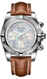 Breitling,Breitling - Chronomat 41 Steel Diamond Bezel - Croco Strap - Watch Brands Direct