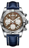Breitling,Breitling - Chronomat 41 Steel Diamond Bezel - Croco Strap - Watch Brands Direct