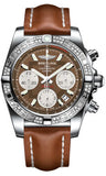 Breitling,Breitling - Chronomat 41 Steel Diamond Bezel - Leather Strap - Watch Brands Direct