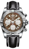 Breitling,Breitling - Chronomat 41 Steel Diamond Bezel - Lizard Strap - Watch Brands Direct