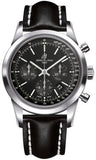 Breitling,Breitling - Transocean Chronograph Stainless Steel - Leather Strap - Watch Brands Direct