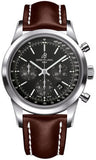 Breitling,Breitling - Transocean Chronograph Stainless Steel - Leather Strap - Watch Brands Direct