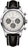 Breitling,Breitling - Transocean Chronograph Stainless Steel - Leather Strap - Watch Brands Direct