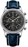 Breitling,Breitling - Transocean Chronograph Steel - Diamond Bezel - Croco Strap - Watch Brands Direct