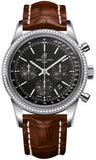 Breitling,Breitling - Transocean Chronograph Steel - Diamond Bezel - Croco Strap - Watch Brands Direct