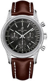 Breitling,Breitling - Transocean Chronograph Steel - Diamond Case - Leather Strap - Watch Brands Direct