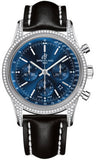 Breitling,Breitling - Transocean Chronograph Steel - Diamond Case - Leather Strap - Watch Brands Direct