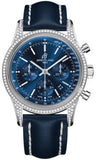 Breitling,Breitling - Transocean Chronograph Steel - Diamond Case - Leather Strap - Watch Brands Direct