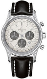 Breitling,Breitling - Transocean Chronograph Steel - Diamond Case - Leather Strap - Watch Brands Direct