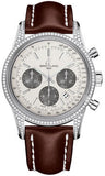 Breitling,Breitling - Transocean Chronograph Steel - Diamond Case - Leather Strap - Watch Brands Direct