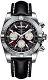 Breitling,Breitling - Chronomat 44 GMT Stainless Steel on Leather - Watch Brands Direct
