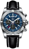 Breitling,Breitling - Chronomat 44 GMT Stainless Steel on Leather - Watch Brands Direct