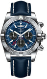 Breitling,Breitling - Chronomat 44 GMT Stainless Steel on Leather - Watch Brands Direct