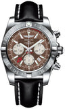 Breitling,Breitling - Chronomat 44 GMT Stainless Steel on Leather - Watch Brands Direct