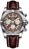 Breitling,Breitling - Chronomat 44 GMT Stainless Steel on Leather - Watch Brands Direct
