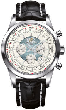 Breitling,Breitling - Transocean Chronograph Unitime Stainless Steel - Croco Strap - Watch Brands Direct