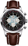 Breitling,Breitling - Transocean Chronograph Unitime Stainless Steel - Leather Strap - Watch Brands Direct