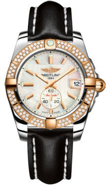 Breitling,Breitling - Galactic 36 Automantic Steel-Rose Gold - Diamond Bezel - Leather Strap - Watch Brands Direct