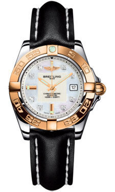 Breitling,Breitling - Galactic 32 Steel-Rose Gold - Leather Strap - Watch Brands Direct