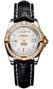 Breitling,Breitling - Galactic 32 Steel-Rose Gold - Diamond Bezel - Croco Strap - Watch Brands Direct