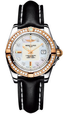 Breitling,Breitling - Galactic 32 Steel-Rose Gold - Diamond Bezel - Leather Strap - Watch Brands Direct