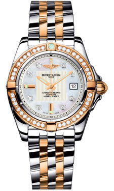 Breitling,Breitling - Galactic 32 Steel-Rose Gold - Diamond Bezel - Pilot Bracelet - Watch Brands Direct