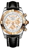 Breitling,Breitling - Chronomat 44 Steel and Rose Gold Polished Bezel - Croco Strap - Watch Brands Direct