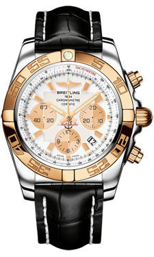 Breitling,Breitling - Chronomat 44 Steel and Rose Gold Polished Bezel - Croco Strap - Watch Brands Direct