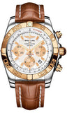 Breitling,Breitling - Chronomat 44 Steel and Rose Gold Polished Bezel - Croco Strap - Watch Brands Direct
