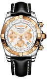 Breitling,Breitling - Chronomat 44 Steel and Rose Gold Polished Bezel - Leather Strap - Watch Brands Direct