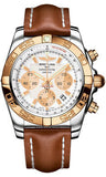 Breitling,Breitling - Chronomat 44 Steel and Rose Gold Polished Bezel - Leather Strap - Watch Brands Direct