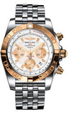 Breitling,Breitling - Chronomat 44 Steel and Rose Gold Polished Bezel - Pilot Steel Bracelet - Watch Brands Direct