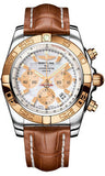 Breitling,Breitling - Chronomat 44 Steel and Rose Gold Polished Bezel - Croco Strap - Watch Brands Direct