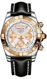 Breitling,Breitling - Chronomat 44 Steel and Rose Gold Polished Bezel - Leather Strap - Watch Brands Direct