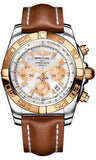 Breitling,Breitling - Chronomat 44 Steel and Rose Gold Polished Bezel - Leather Strap - Watch Brands Direct