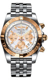 Breitling,Breitling - Chronomat 44 Steel and Rose Gold Polished Bezel - Pilot Steel Bracelet - Watch Brands Direct