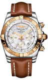 Breitling,Breitling - Chronomat 44 Steel and Rose Gold Polished Bezel - Leather Strap - Watch Brands Direct