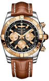 Breitling,Breitling - Chronomat 44 Steel and Rose Gold Polished Bezel - Croco Strap - Watch Brands Direct