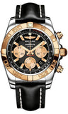 Breitling,Breitling - Chronomat 44 Steel and Rose Gold Polished Bezel - Leather Strap - Watch Brands Direct