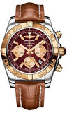 Breitling,Breitling - Chronomat 44 Steel and Rose Gold Polished Bezel - Croco Strap - Watch Brands Direct