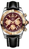 Breitling,Breitling - Chronomat 44 Steel and Rose Gold Polished Bezel - Leather Strap - Watch Brands Direct