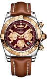 Breitling,Breitling - Chronomat 44 Steel and Rose Gold Polished Bezel - Leather Strap - Watch Brands Direct