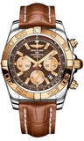 Breitling,Breitling - Chronomat 44 Steel and Rose Gold Polished Bezel - Croco Strap - Watch Brands Direct