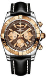 Breitling,Breitling - Chronomat 44 Steel and Rose Gold Polished Bezel - Leather Strap - Watch Brands Direct