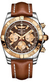 Breitling,Breitling - Chronomat 44 Steel and Rose Gold Polished Bezel - Leather Strap - Watch Brands Direct