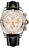 Breitling,Breitling - Chronomat 44 Steel and Rose Gold 40 Diamond Bezel - Leather Strap - Watch Brands Direct