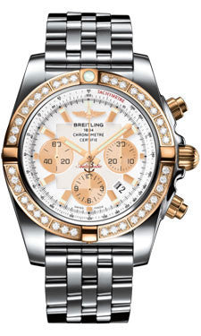 Breitling,Breitling - Chronomat 44 Steel and Rose Gold 40 Diamond Bezel - Steel Pilot Bracelet - Watch Brands Direct