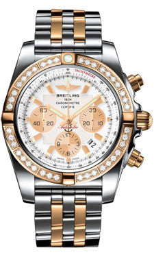 Breitling,Breitling - Chronomat 44 Steel and Rose Gold 40 Diamond Bezel - Two-Tone Pilot Bracelet - Watch Brands Direct